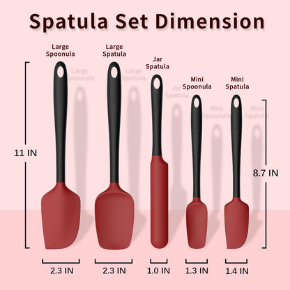 Coukre Silicone Spatula Set of 5,High Temperature Resistant, Food Grade Silicone, Dishwasher Safe, for Baking, Cooking (Aqua Green)