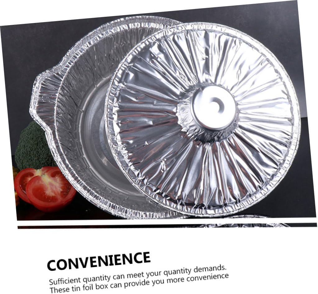Toyvian 5pcs round Tin Foil Food Pans with Lids 4000ml Aluminum Foil Containers Multi-use Grill and Baking Pots for Bbq Cooking and Meal Prep