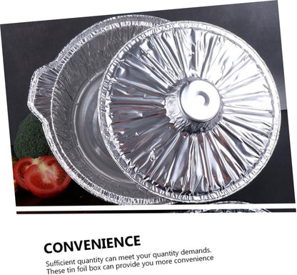 Toyvian 5pcs round Tin Foil Food Pans with Lids 4000ml Aluminum Foil Containers Multi-use Grill and Baking Pots for Bbq Cooking and Meal Prep