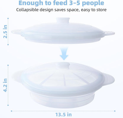 Silicone Microwave Steamer Collapsible Cooker for Vegetables Fish Prep Meal