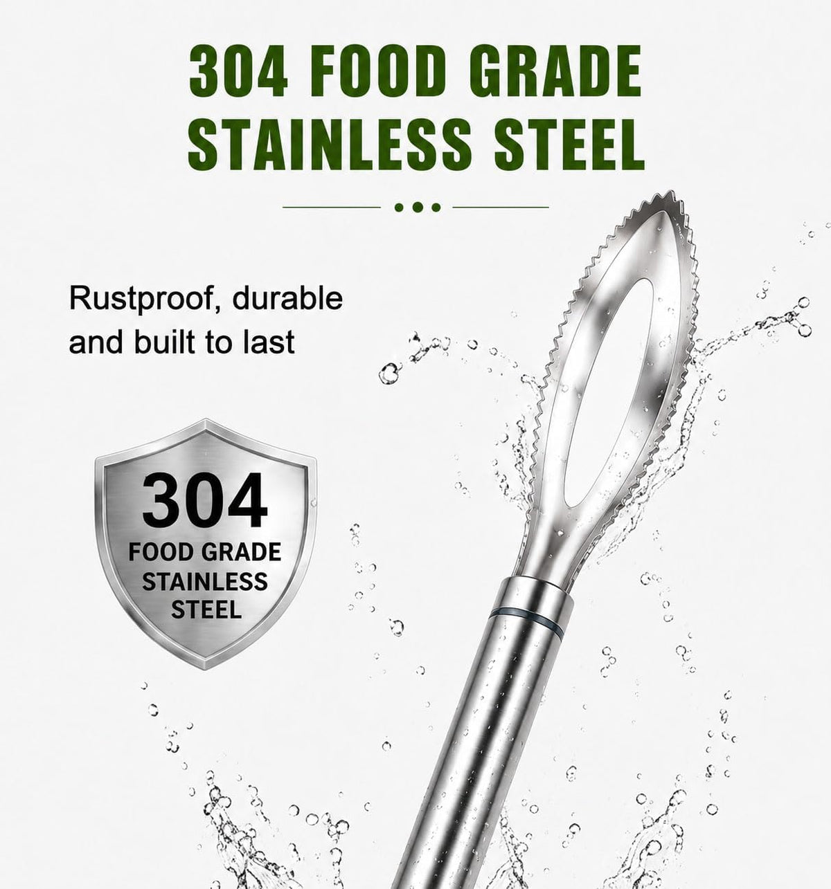 2-Pack Large Fish Scraper, 304 Stainless Steel Fish Scaler, Non-Slip Handle