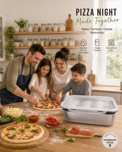 Pizza Dough Proofing Container, 29oz/850ml Stainless Steel Proofing Box with Clear Airtight Lids, Stackable Fermentation Storage for Pizza, Bread, Sourdough, Includes Dough Cutter