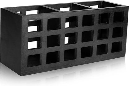 Farmhouse Wooden Silverware Utensil Caddy Cutlery Holder Small Acacia Wood Utensil Holders Organizer for Kitchen Count Party Fork Spoon Storage Organizer Table Silverware Holder Flatware Caddy Basket