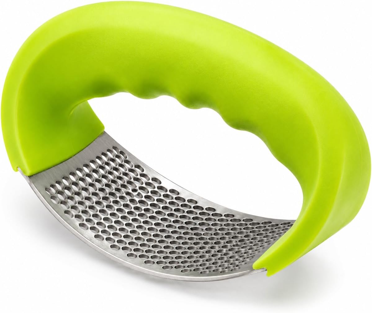 Stainless Steel Rolling Garlic Press with Ergonomic Handle