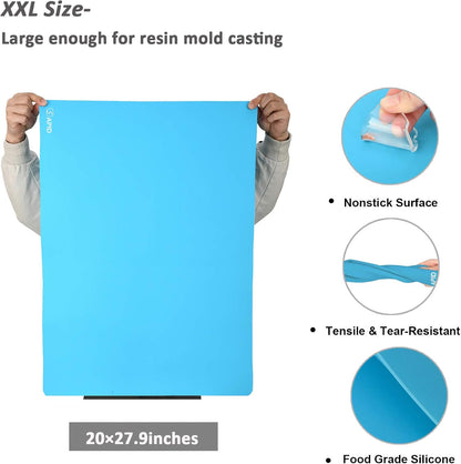 Sapid Extra Large Silicone Sheet for Crafts, Thick Silicone Jewelry Casting Mats, Nonstick Nonslip Silicon Mat for Epoxy Resin, Art Painting, Heat- Resistance Counter Mat (20"×27.9", Dark Gray)