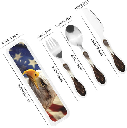 3-Piece Kids Silverware Set With Storage Case, Stainless Steel Reusable Children Safe Knife Spoon Fork Set Astronaut Cat Fish Children Flatware Set For Kids Lunch Box