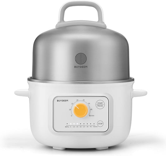 BUYDEEM G32 1.6Qt Electric Food Steamer, 8 Time Settings, Arctic White