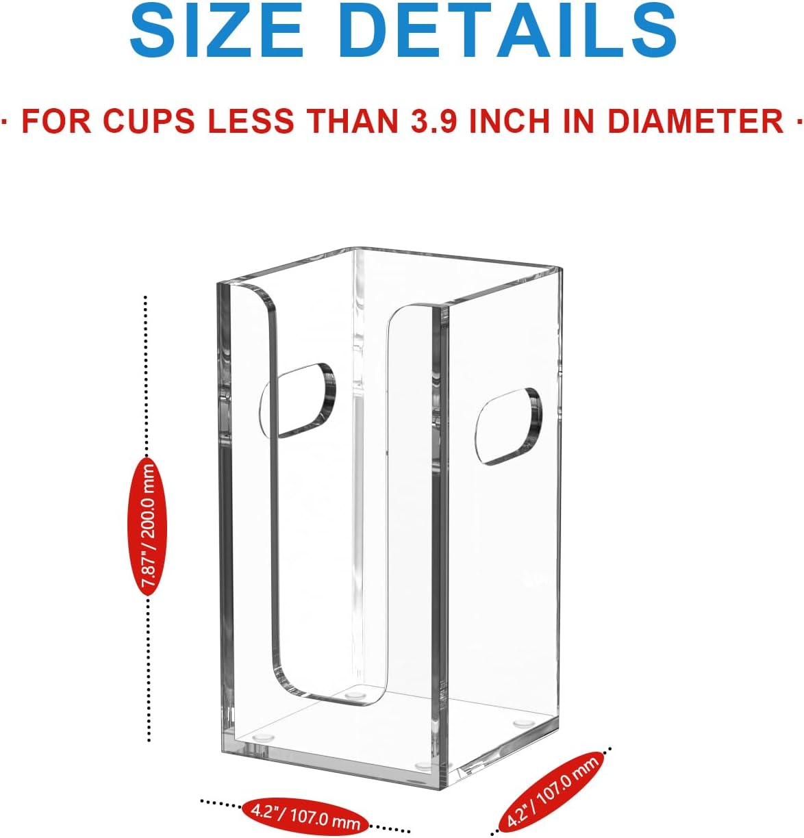 WINFFOR Disposable Cup Organizer Dispenser - 2 Compartments Clear Acrylic Cup and Lid Holder with Handles Plastic Cup Dispenser Countertop Paper Cup Holder for Coffee Bar House Party Essentials