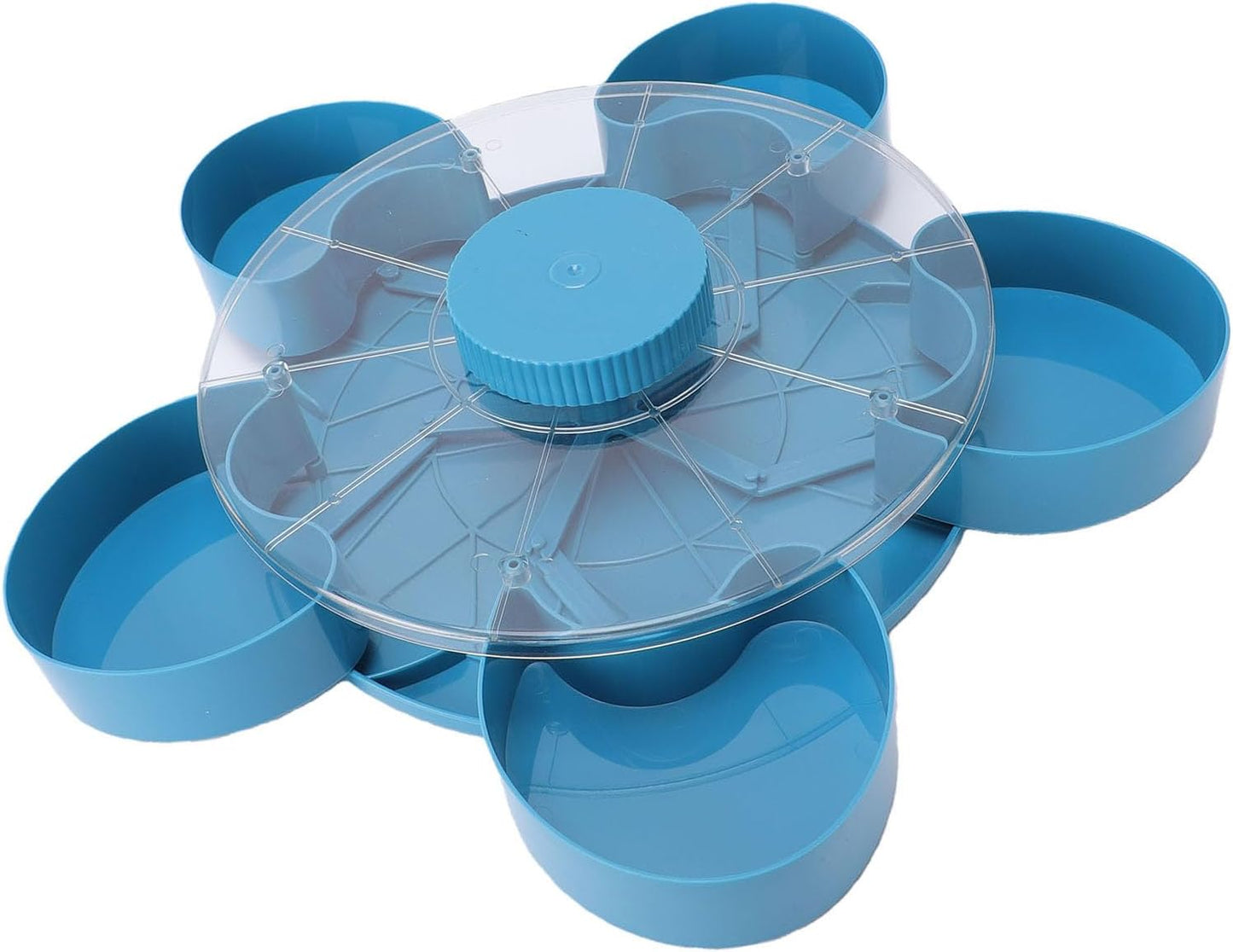 5-Compartment Divided Serving Tray with Lid – Rotating Snack Box for Dips, Appetizers, Fruits & Veggies – Blue Party Tray for Kitchen, Picnic & Entertaining