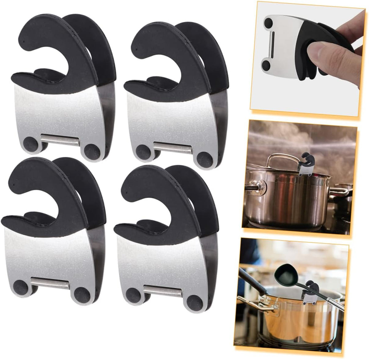 Stainless Steel Pot Side Clamp Spoon Holder 4pcs for Kitchen Use