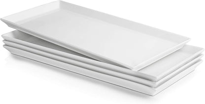 Sweese Serving Platter, 15.5/13.8/11.7 Inch Rectangle Porcelain Serving Trays, Serving Dishes for Entertaining, White Platters for Serving Food Party, Turkey Platter for Thanksgiving, Set of 3