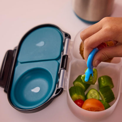 b.box Snack Box 2-Pack - Leak Proof Mini Bento Box for Kids & Toddlers, 2 Compartment Snack Containers for Kids, Dishwasher Safe, BPA-Free, PFAS-Free, Ages 4mo+, 1 3/4 Cup Each (Strawberry + Lilac)