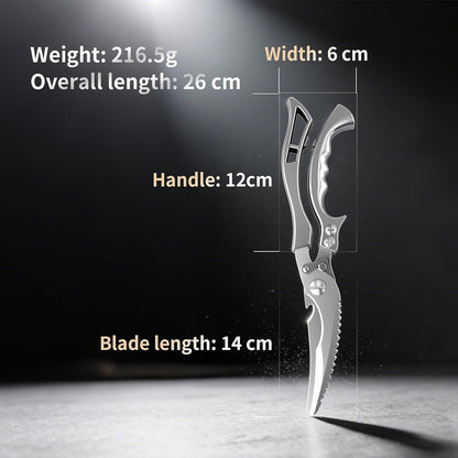 Heavy Duty Stainless Steel Kitchen Scissors, Multi-functional Poultry Shears, Ultra Sharp Easy to Clean Meat Scissors for Chicken, Bone, Meat, Fish, Vegetables & Fruits (A)