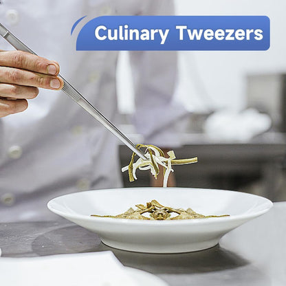 Kitchen Tweezer Tongs 304 Stainless Steel Cooking Tweezers Food Tongs, Culinary Chef Tweezers Pasta Tongs, 12 Inch