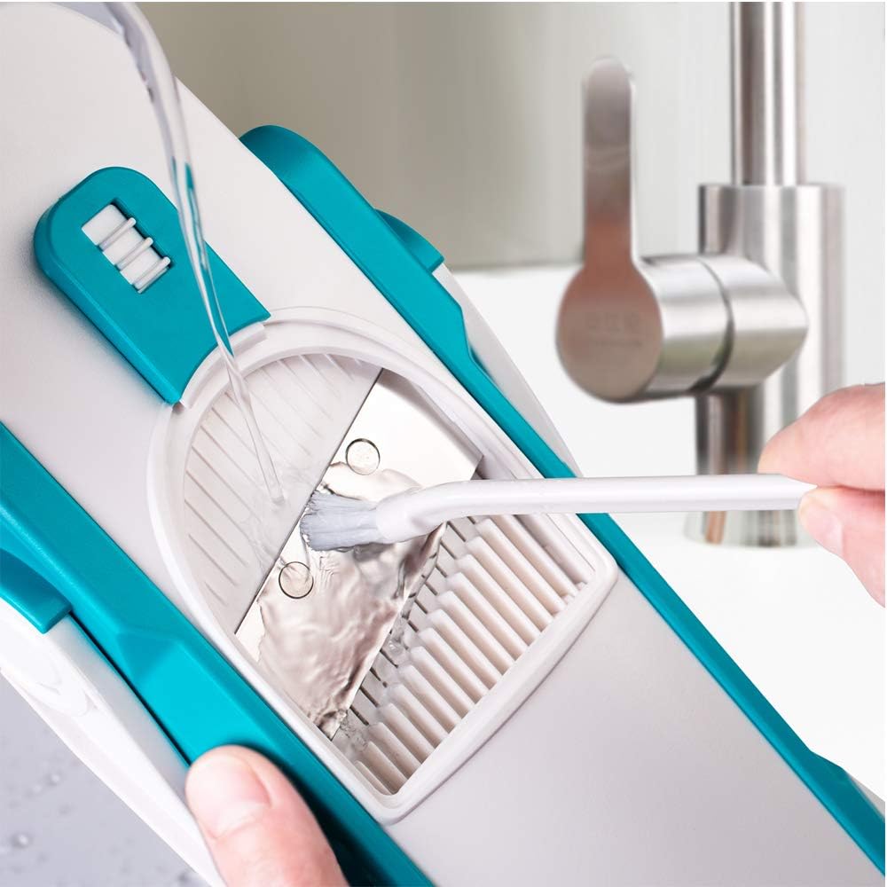 ONCE FOR ALL Safe Mandoline Slicer 5 in 1 Vegetable Chopper Food Potato Cutter, Strips Julienne Dicer Adjustable Thickness 0.1-8 mm Kitchen Chopping Artifact Fast Meal Prep (Gray)