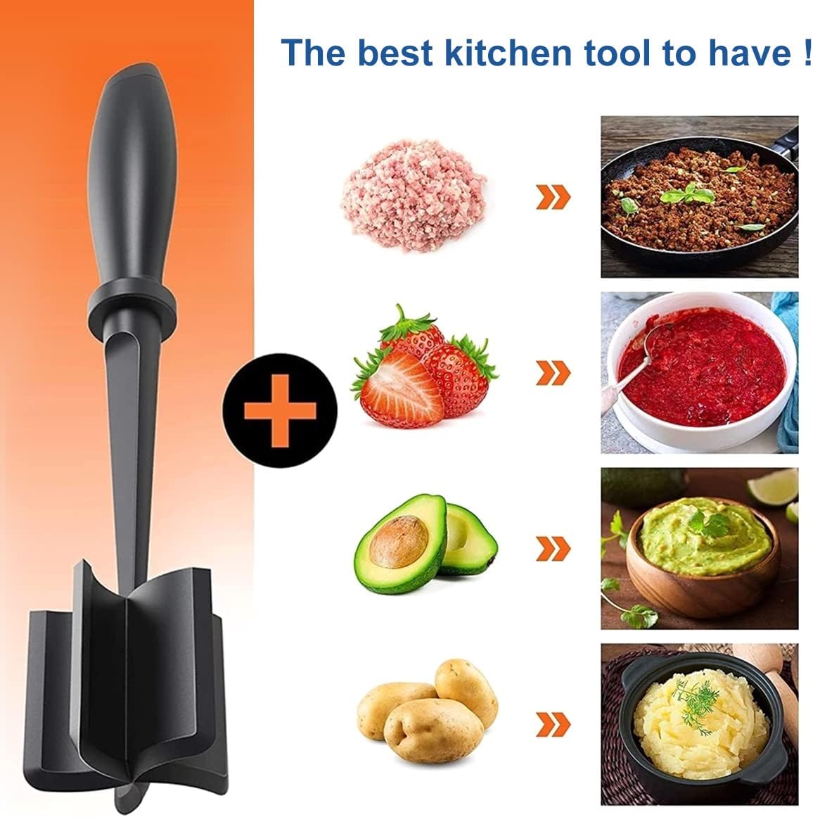 Meat Chopper with 5 Curved Nylon Blades