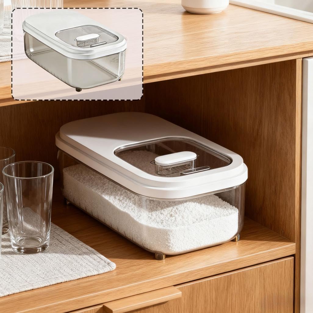 Rice Storage Container, Airtight Food Storage Containers 11-22 Lbs, Rice Dispenser with Measuring Cup and Small Bin for Flour Cereal Pasta Grain, Pet Bird Food Container (Large-22LBS)