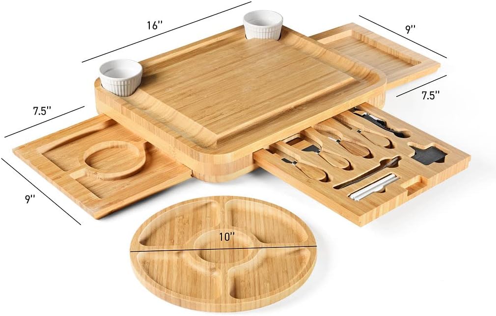 Bamboo Charcuterie Boards Gift Set - Simple Meat and Cheese Board Set with Charcuterie Board Accessories, Valentines Day Gifts, Unique House Warming Gifts New Home - Home it