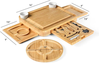 Bamboo Charcuterie Boards Gift Set - Simple Meat and Cheese Board Set with Charcuterie Board Accessories, Valentines Day Gifts, Unique House Warming Gifts New Home - Home it