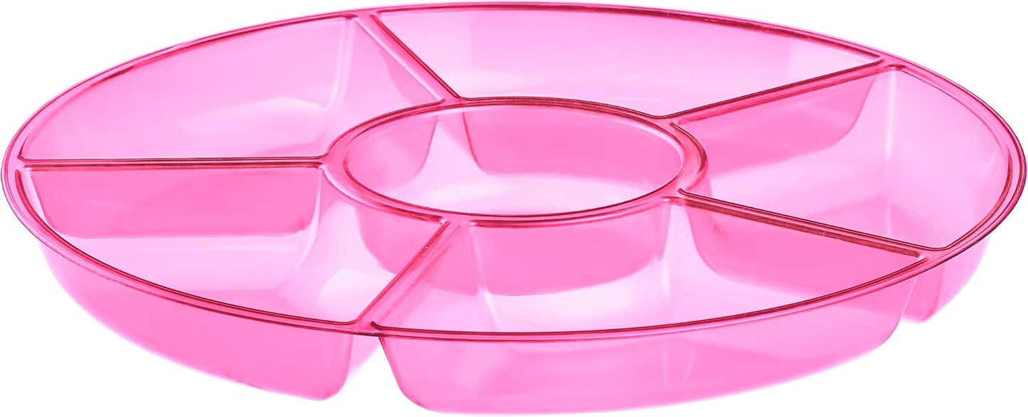 Plasticpro 6 Sectional Round Plastic Serving Tray/Platter (4, Clear)