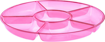 Plasticpro 6 Sectional Round Plastic Serving Tray/Platter (4, Clear)