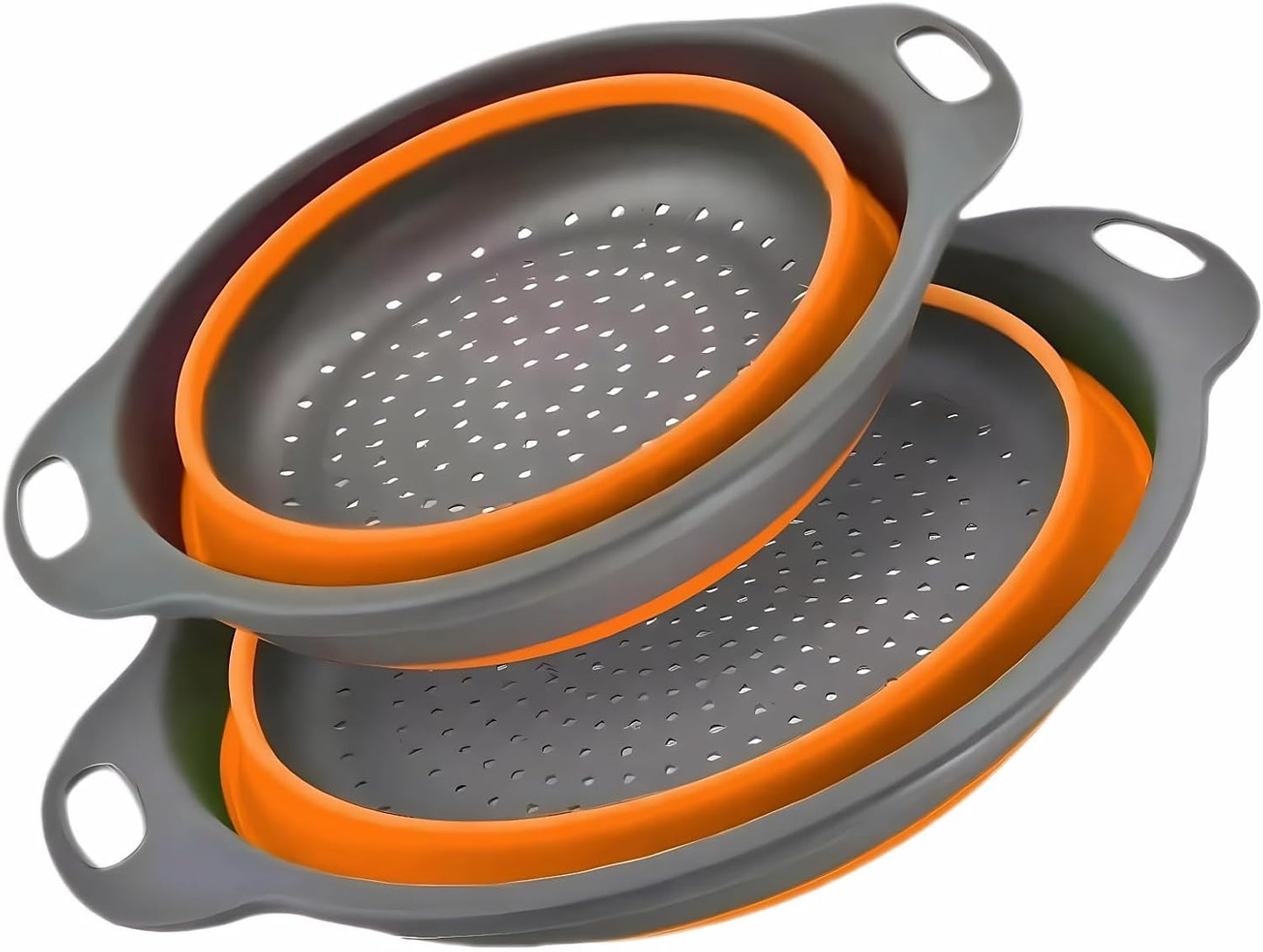 Collapsible Colander Set, 3 Pack Silicone Strainers for Kitchen-BPA Free Space Saving Design Dishwasher Safe Over Home Draining, Pasta Food Vegetables and Fruits
