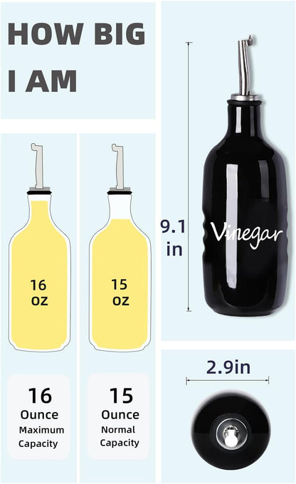 Farmhouse Ceramic Oil and Vinegar Dispenser Bottle Set (White)