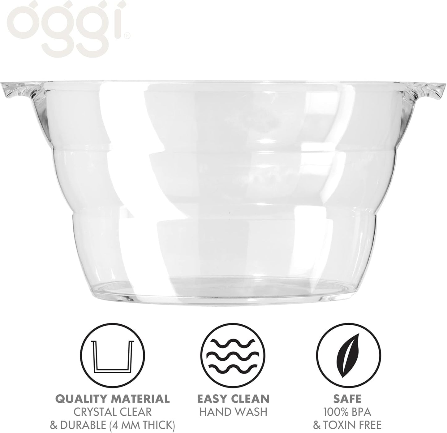 Oggi Insulated Ice Bucket, 4 Quart / 3.8 L, Stainless Steel, Black.