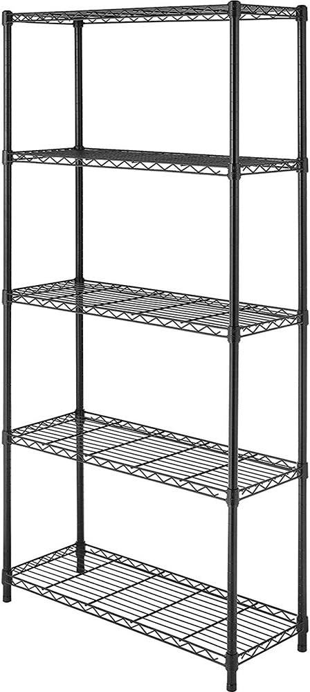 Whitmor 2-Wire Shelving Unit, Metal Storage Shelves, Stacking Shelf with Basket, Easy Assembly Home Organizer for Pantry, Kitchen, Garage, Plant