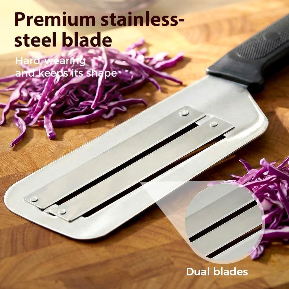 Cabbage Shredder and Cutter for Coleslaw, Manual Cabbage Slicer and Lettuce Shredder, Large Vegetable Mandoline Slicer Knife for Kitchen, Fast Shredding Tool (Black)