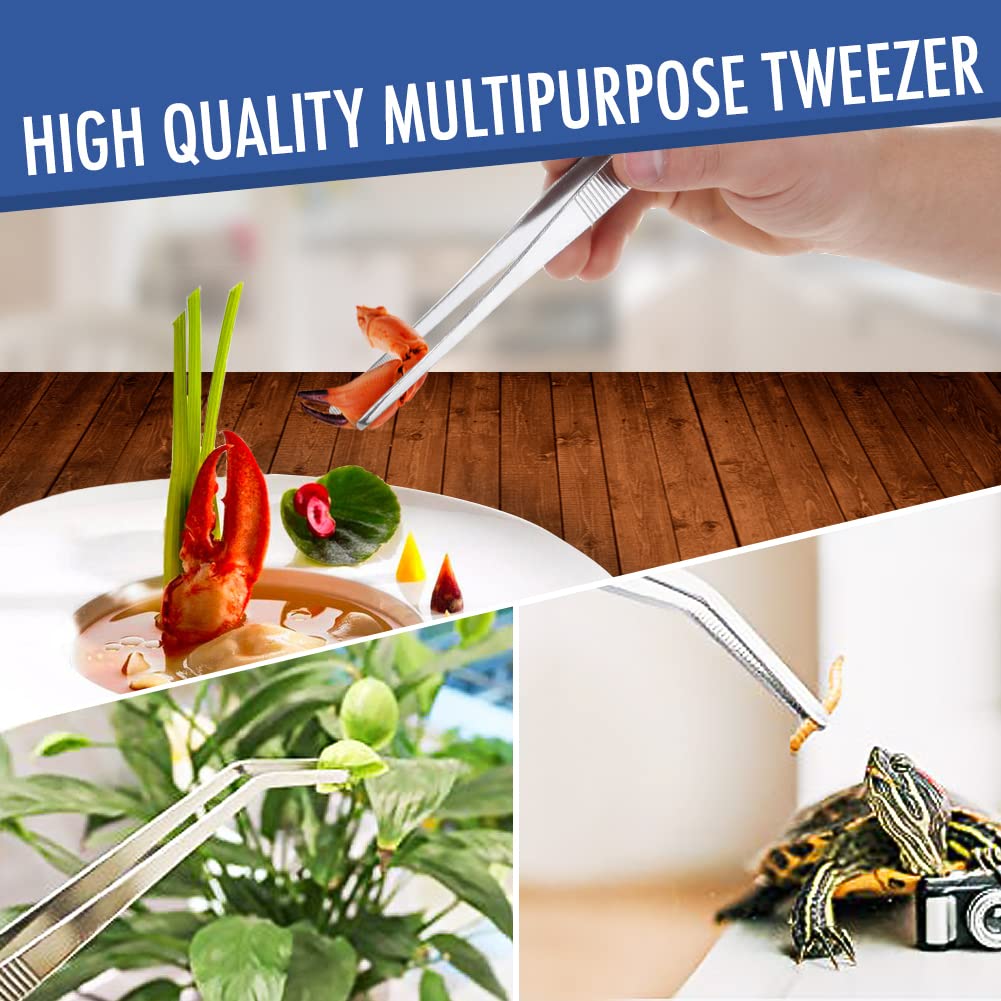 12 Inch Kitchen Long Tweezers Tongs, Cooking Tweezers Stainless Steel, Ideal for Meat Pasta Plating Pinching Delicate Small Pieces of Food