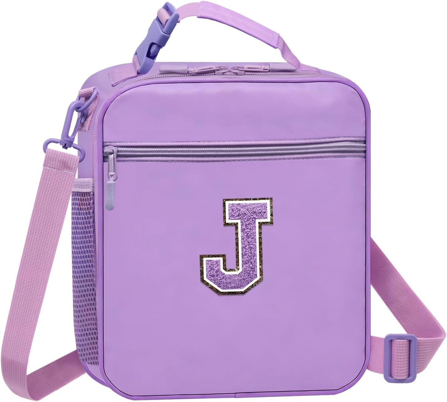 Lunch Box for Women Girls Adult Teens Kids Lunch Bag School Work Picnic Meal Food Container Carrier Purse Cooler,Insulated Lunch Tote with Handheld Shoulder Strap Water Bottle Holder Purple A