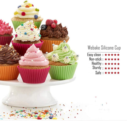 Webake Jumbo Silicone Muffin Cups, 3.5 Inch Jumbo Silicone Baking Cups Reusable Cupcake Liners Nonstick Large Cake Cups Set Stand Alone Cupcake Holder, 12 Pack Auto Cup Holder Liner