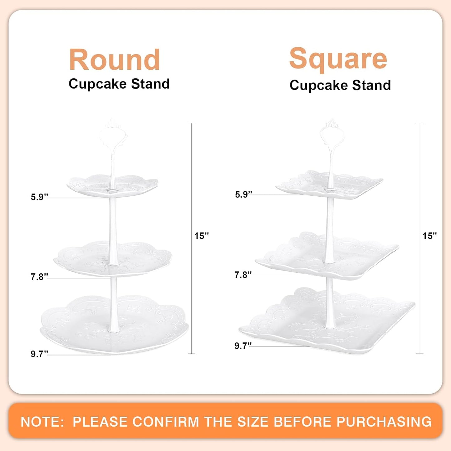 Mwellewm 10Pcs Cupcake Stand,Dessert Table Display Set, 4 White 3 Tired Cake Stand 6 Plastic Serving Trays for Party Cookie Rack Desert Tower Holder for Wedding Decor Baby Shower Tea Party Decorations