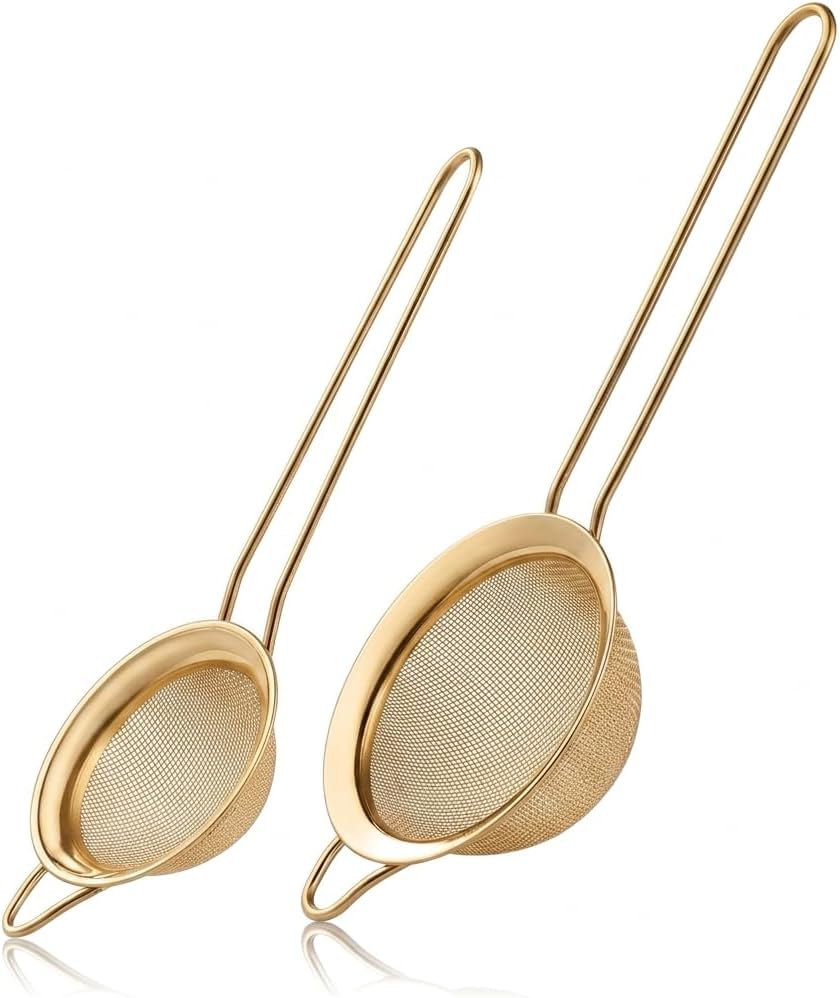 2 Pack Fine Mesh Strainers, Stainless Steel Sieve with Handle for Kitchen