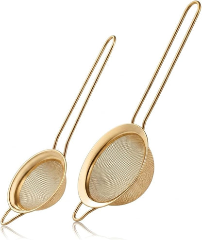 2 Pack Fine Mesh Strainers, Stainless Steel Sieve with Handle for Kitchen