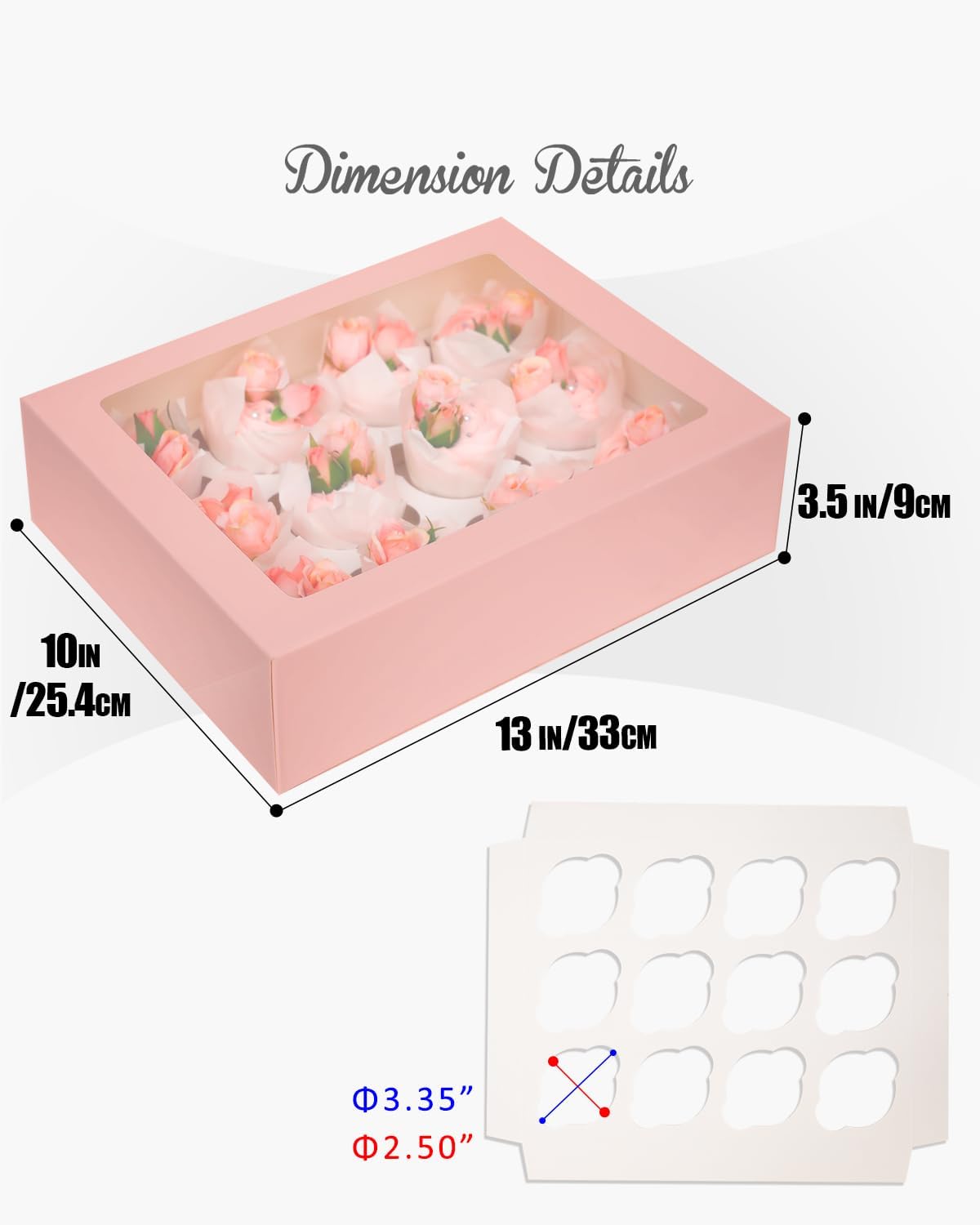Bakepacker Auto-pop up 12 Cupcake Containers 6-Packs Brown Cupcakes Carrier, 12 Cupcake Boxes with Window 13"x10"x3.5"