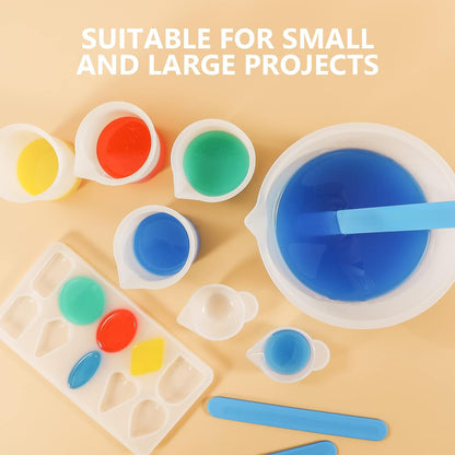 KISREL Silicone Measuring Cups for Resin, Resin Supplies with 600&100ml Cups, Resin Mixing Cups, Silicone Stir Sticks, Epoxy Mixing Cup