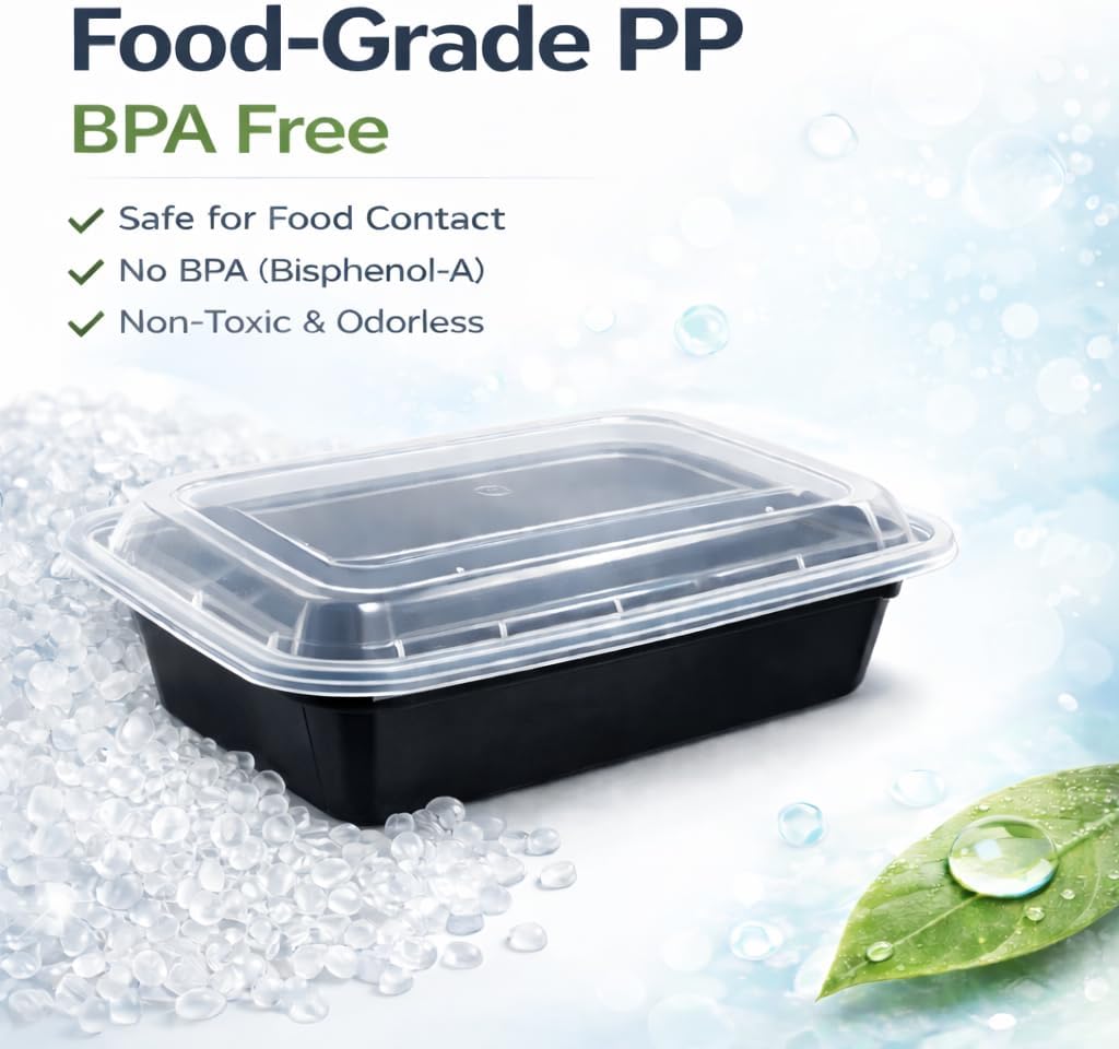4U'LIFE 28 oz [Pack of 12] 2-Compartment Meal Prep Containers, Bento Boxes With Clear Lids