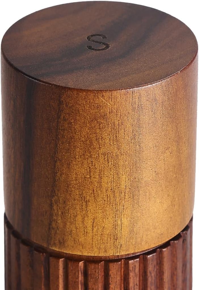 Acacia Wood Salt and Pepper Grinder Set with Matching Tray