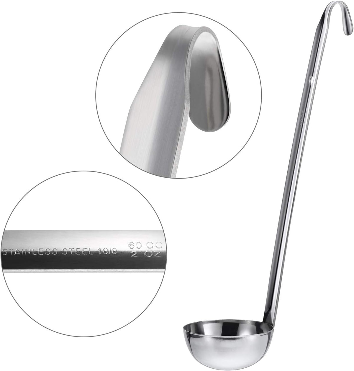 meekoo Stainless Steel Ladles Soup with Long Handle, 6oz
