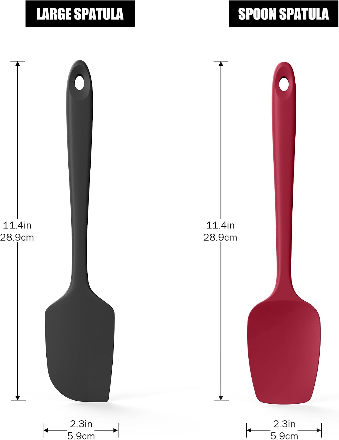 2-Piece Silicone Scraper & Spoon Spatulas: Doosu 600°F Heat Resistant Food Grade BPA Free Rubber Baking Flat Spatula Kitchen Cooking Spoonula for Mixing Scraping Folding Stirring Serving (Aqua Sky)