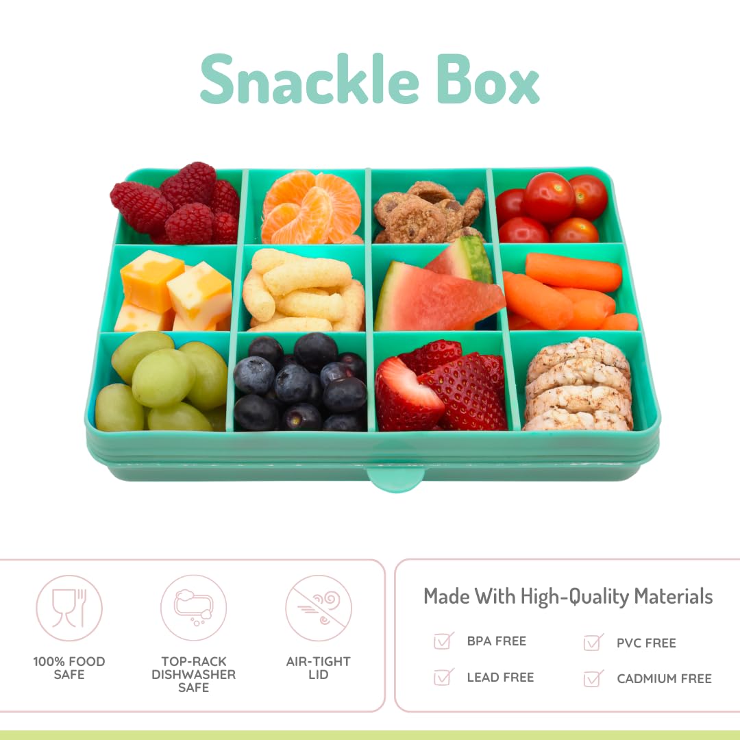 melii Snackle Box |12-Compartment Snack Container with Removable Dividers, BPA-Free Food Storage for Travel, School & On-the-Go Snacks, Kids & Family Organizer (Grey)