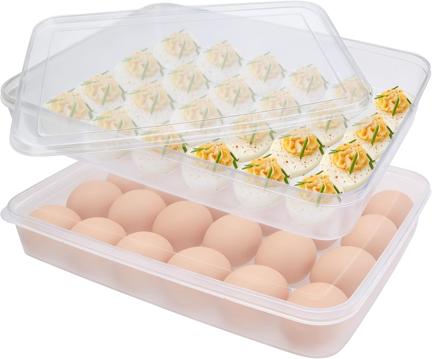 Anyumocz 72 Eggs Holder,3-Layer Deviled Egg Tray with Lid,Egg Containers for Deviled Egg,Egg Carrier Box Dispenser Container with Handle for Refrigerator