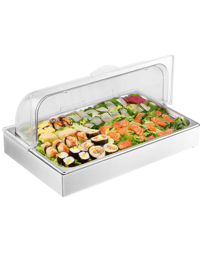 VEVOR Chilled Condiment Server, 4 Compartment Ice Cooled Condiment Serving Container, Chilled Garnish Tray Bar Caddy with Lid, for Bartending & Serving Taco, Salad, Fruit, Home & Restaurant Supplies