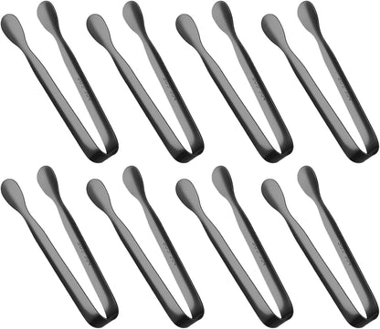 8 Pack Small Ice Tongs Mini Sugar Tongs Stainless Steel Sweet Tongs Appetizers Tongs for Sugar Cubes Ice Cubes Dessert Buffet Picnic, Golden