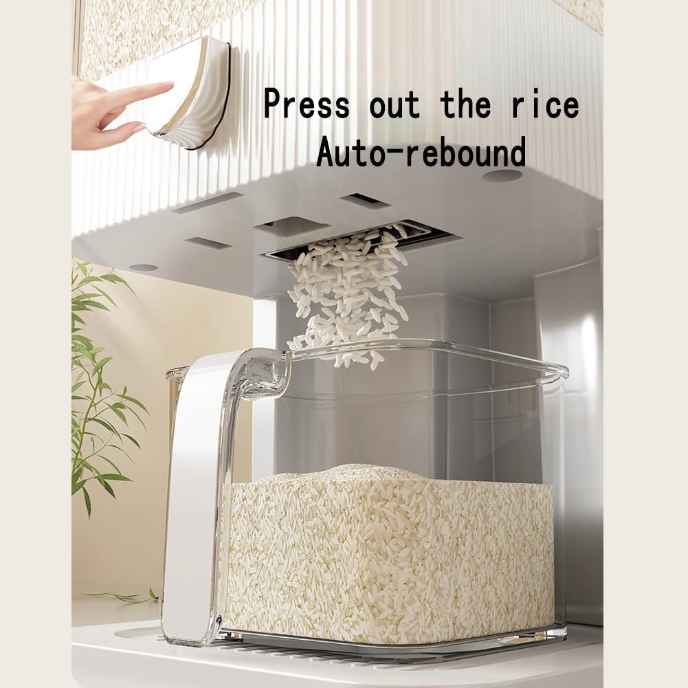 Rice Dispenser,15 Lbs Rice Storage with Measuring Cup and Dial,One-Touch Cereal Dispenser,Sealed Moisture Proof for Rice, Corn,Soybean, Oatmeal (11-16.5 Lbs(5-7.5kg))