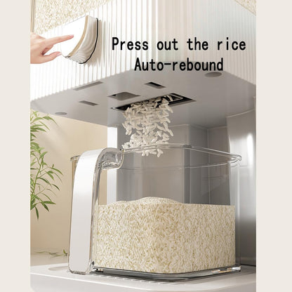 Rice Dispenser,15 Lbs Rice Storage with Measuring Cup and Dial,One-Touch Cereal Dispenser,Sealed Moisture Proof for Rice, Corn,Soybean, Oatmeal (11-16.5 Lbs(5-7.5kg))