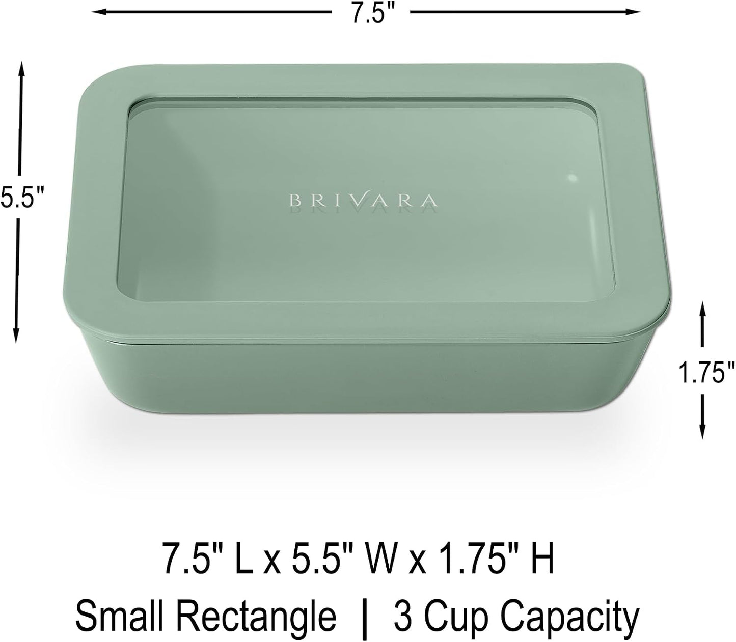 Ceramic Coated Glass Food Storage Container | No PTFE, PFOA, PFAS, and BPA | Reusable Non Toxic Meal Prep Container with Glass Lid | Easy To Store | 3 Cup Rectangle [Onyx]