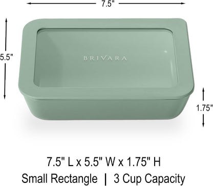 Ceramic Coated Glass Food Storage Container | No PTFE, PFOA, PFAS, and BPA | Reusable Non Toxic Meal Prep Container with Glass Lid | Easy To Store | 3 Cup Rectangle [Onyx]